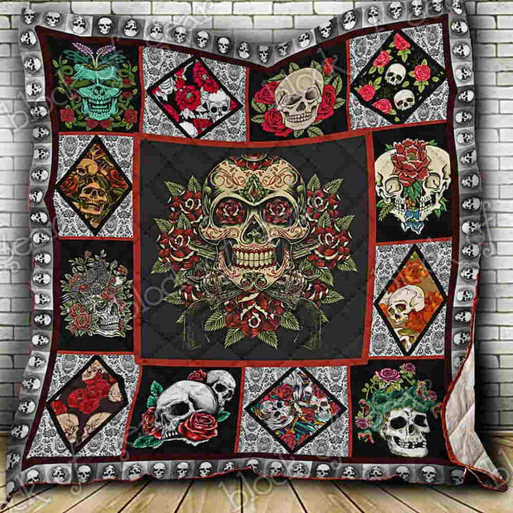 Skulls And Roses 3D Quilt Blanket