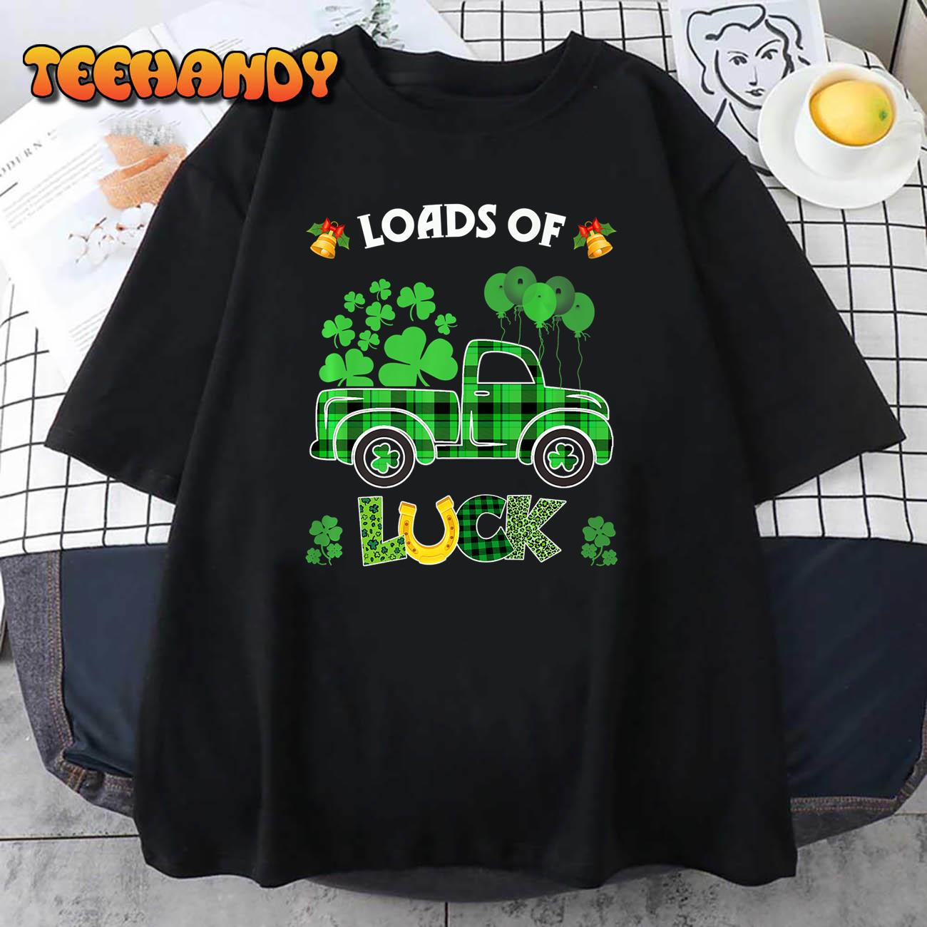 St. Patrick’s Day Buffalo Plaid Truck Shamrock Loads Of Luck Premium T-Shirt