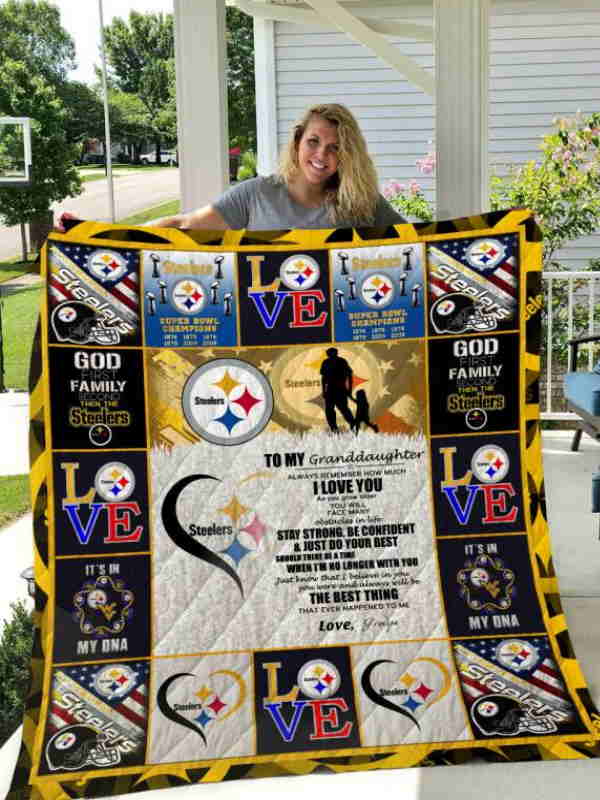 Steelers To My Granddaughter Love Grandpa Quilt Blanket