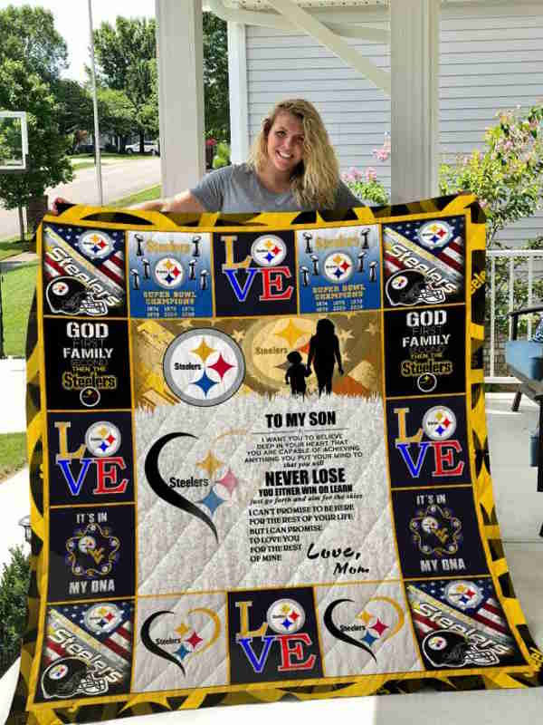 Steelers To My Son Love Mom Quilt Blanket