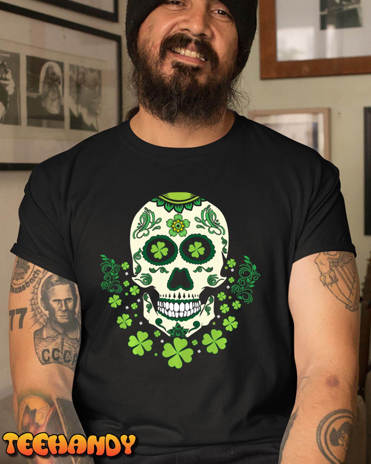 Sugar Bone Skeleton Paddy Shamrock Saint Patrick Day Long Sleeve T-Shirt