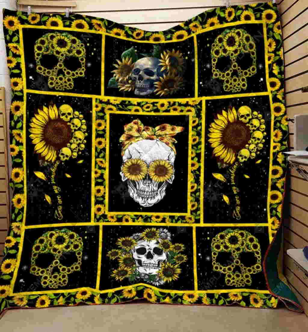 Sugar Skull Day Of The Dead Chrismas Gift Quilt Blanket