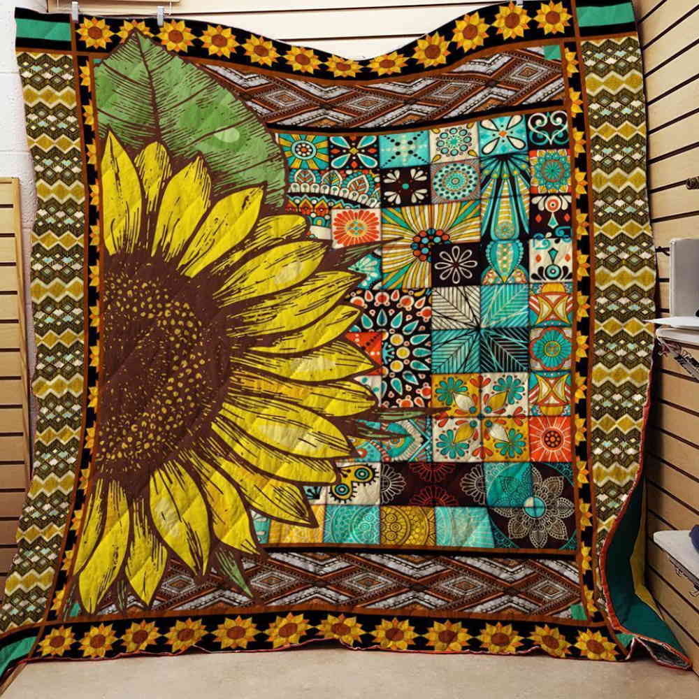 Sun Flower, Be Bright, Be Shine Quilt Blanket