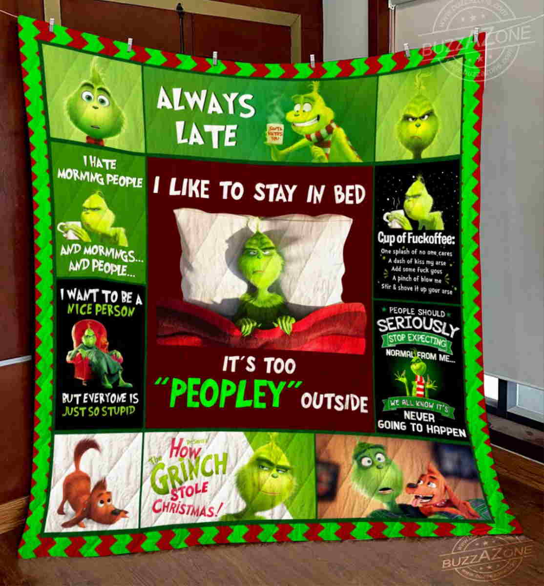 The Grinch All Favorite Quoted Quilt Blanket