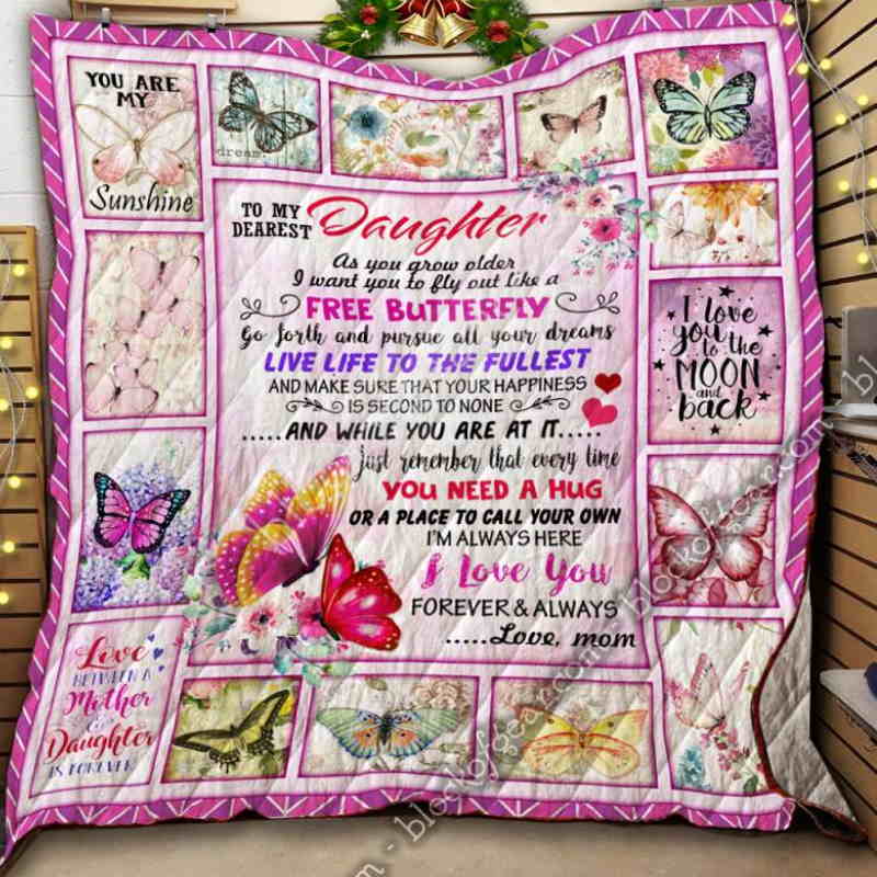 To My Daughter From Mom, Butterfly Quilt Blanket