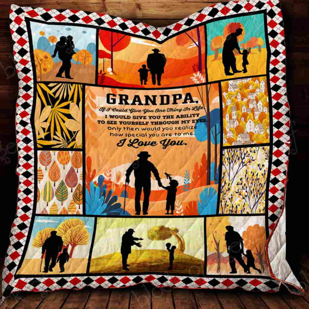 To My Grandpa Quilt Blanket