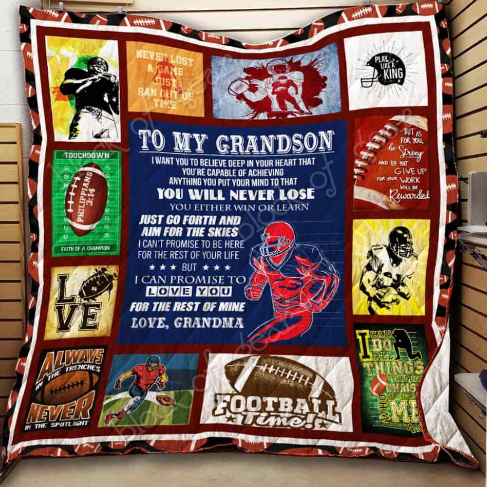 To My Grandson, American Football Quilt Blanket