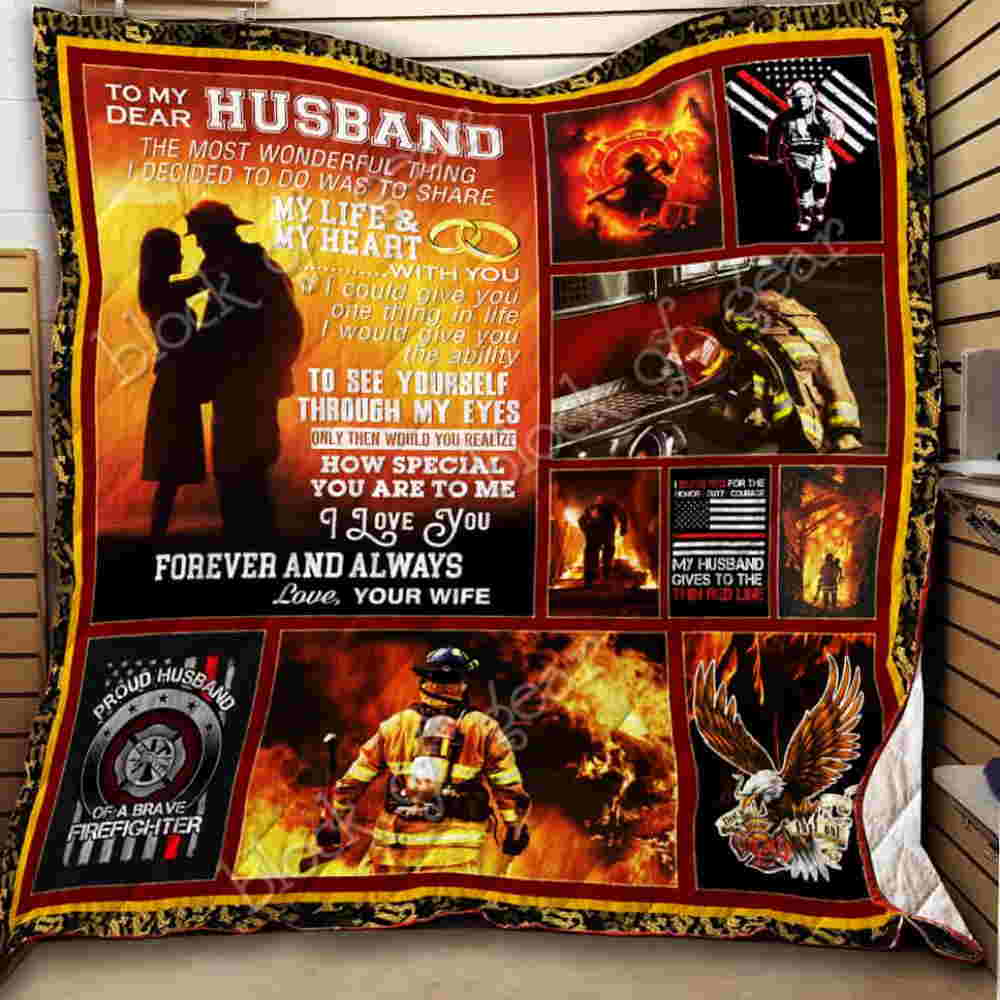 To My Husband Firefighter 3D Quilt Blanket