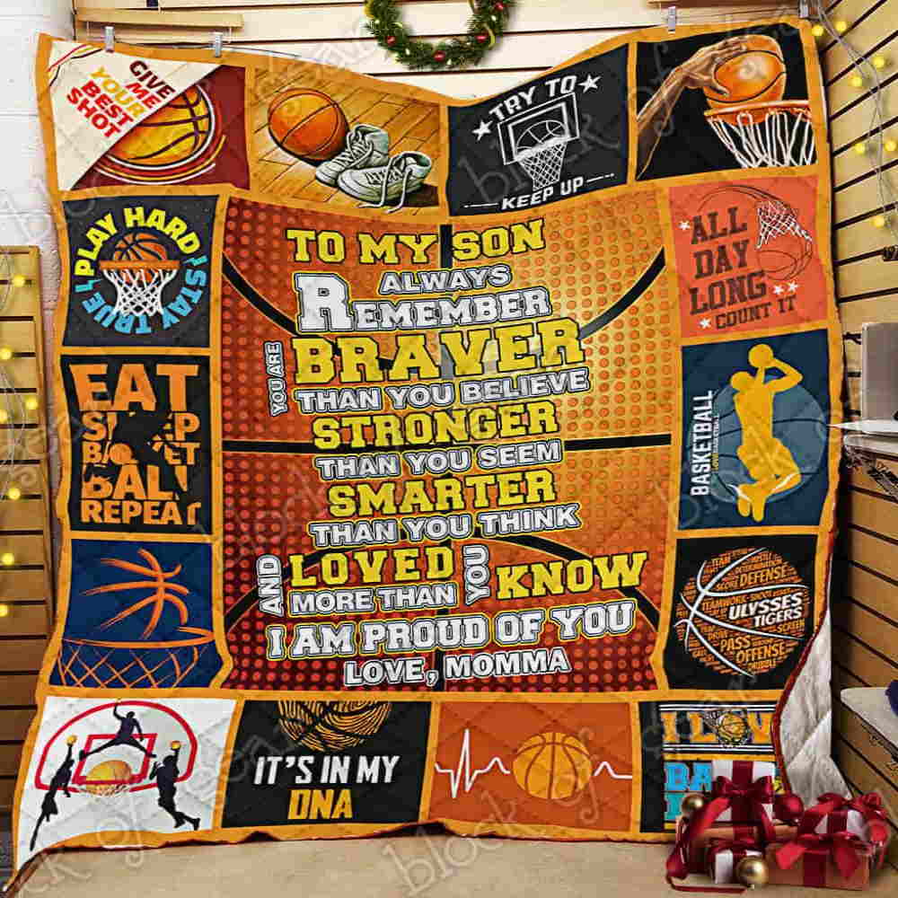 To My Son, Love Momma Basketball Quilt Blanket