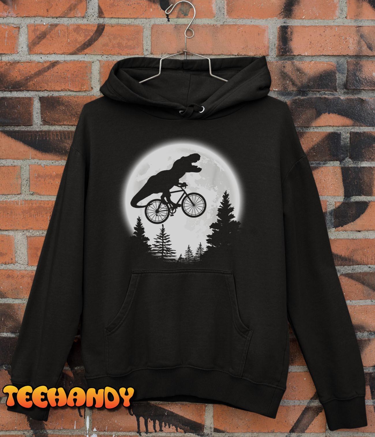 T-Rex Cycling Moon Bike Dinosaur Riding Bicycle Funny Biking T-Shirt