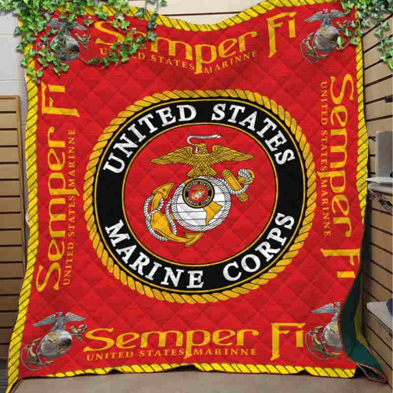 Us Marine Like Quilt Blanket