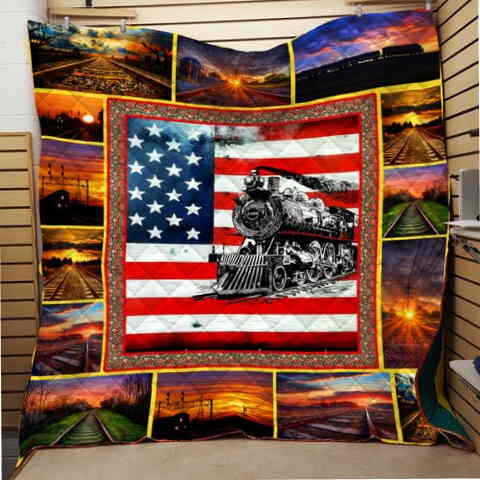 U.S. Train Flag 3D Quilt Blanket