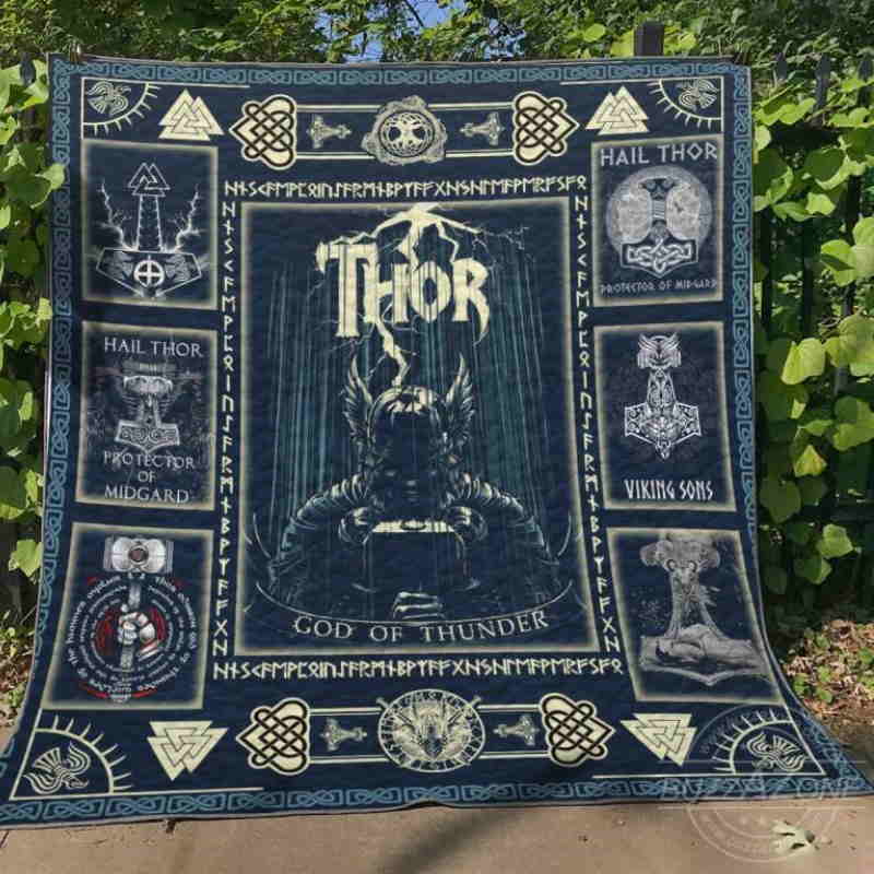 Viking Thor God Of Thuner All Over Print Quilt Blanket