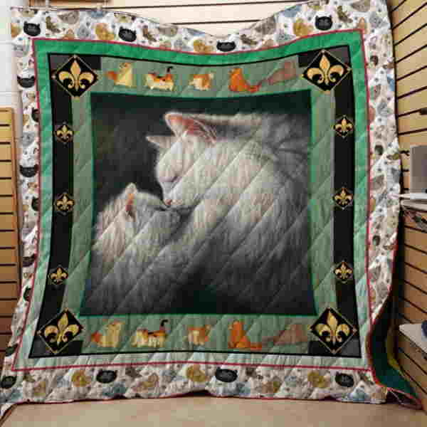 White Cat 3D Quilt Blanket