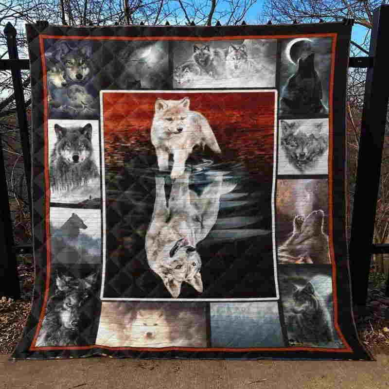 Wolf Father And Son Quilt Blanket