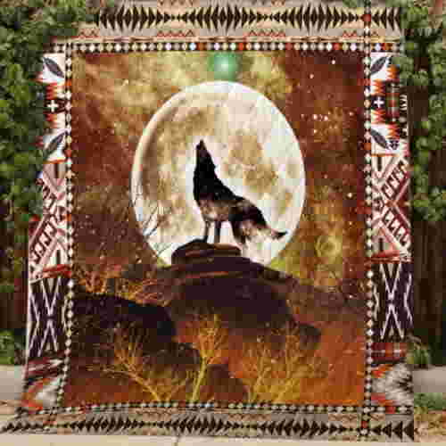 Wolf Howling At The Moon 3D Quilt Blanket