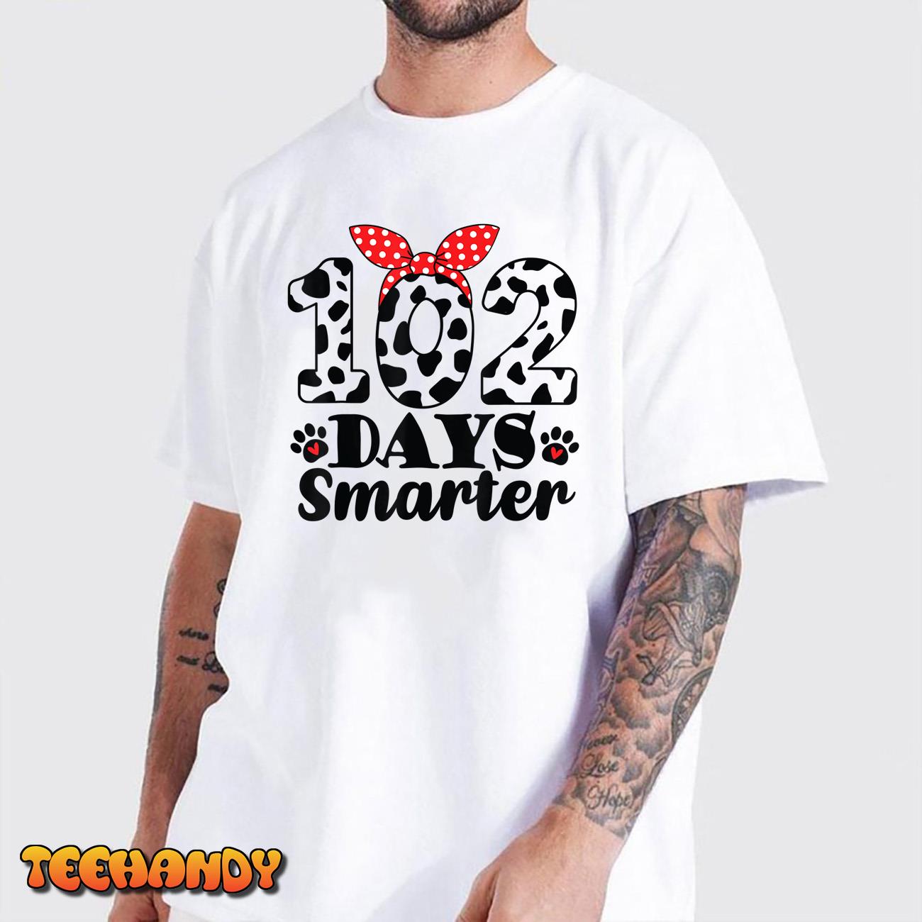 102nd Day of School Teacher Dalmatian 100 Days Smarter Girls T-Shirt