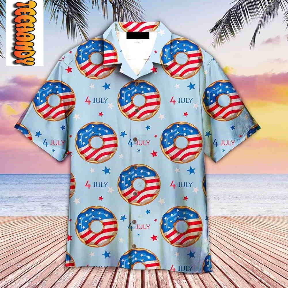 4th Of July Blue And Red Donuts Hawaiian Shirt