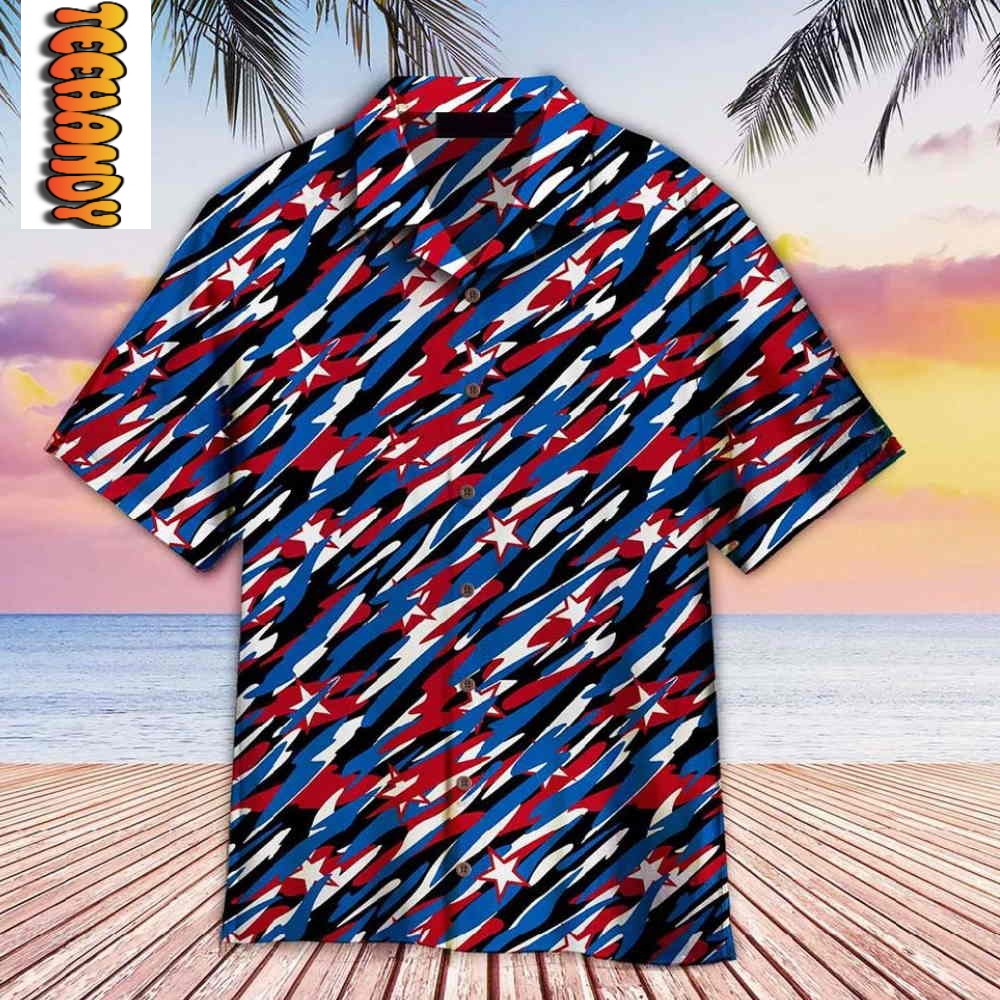 4th of July US Flag Camo Patriotism Hawaiian Shirt