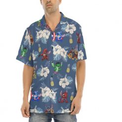 Disney Stitch Marvel Mens Hawaiian Shirt