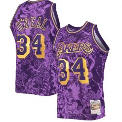 Mens Los Angeles Lakers Shaquille ONeal Mitchell Ness Purple Hardwood Classics 1996 97 Lunar New Year Swingman Jersey
