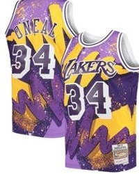 Mitchell Ness Los Angeles Lakers Shaquille Oneal Lightning Basketball Jersey