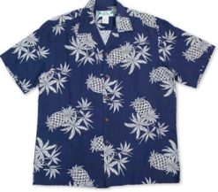 Navy Pineapple Map Hawaii Shirt