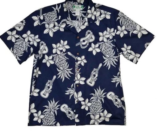 Navy Ukulele Hawaii Shirt