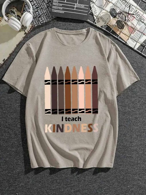 Pencil Pattern Tee Mens Casual Crew Neck T shirt