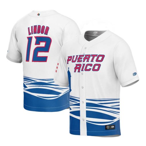 Puerto Rico Baseball Francisco Lindor White 2023 World Baseball Classic Player Jersey
