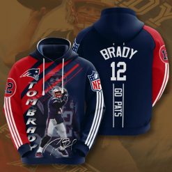 Tom Brady 12 Go Pats 3D Hoodie