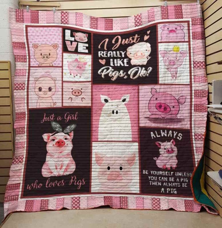 A Girl Who Loves Pigs 3D Quilt Blanket
