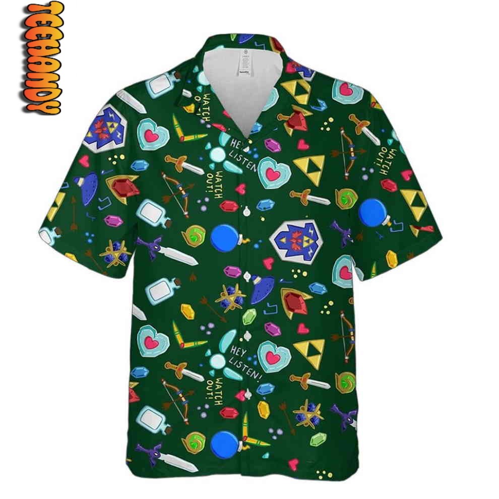 A Zelda Green Hawaiian Shirt