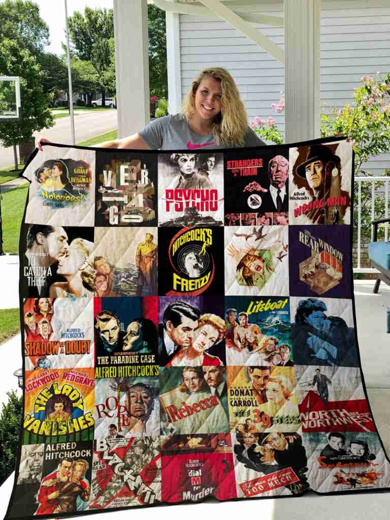 Alfred Hitchcock Best Movies Ever Poster Quilt Blanket