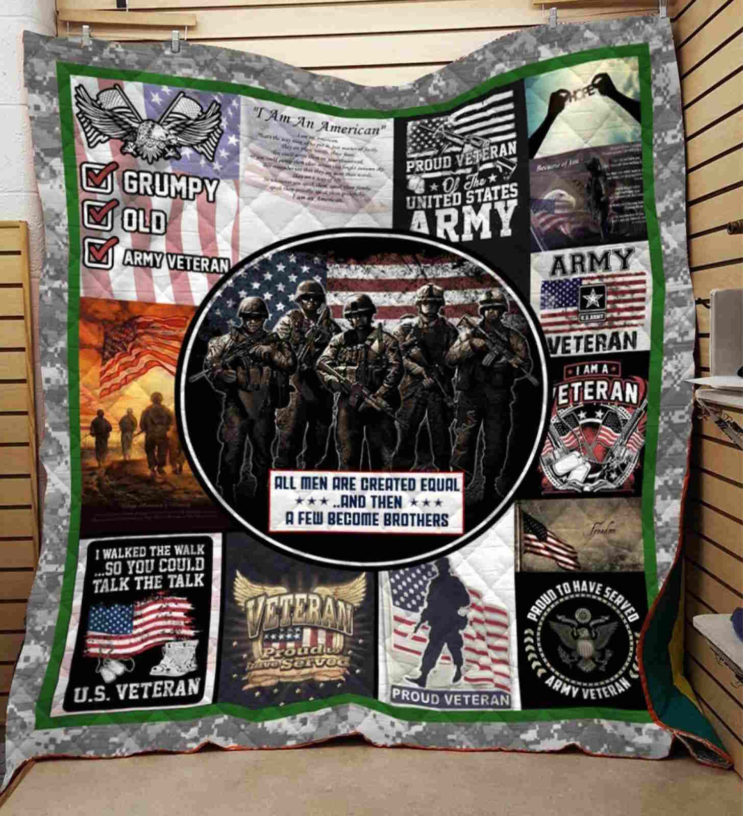 All Men Are Created Equal Veteran 3D Quilt Blanket