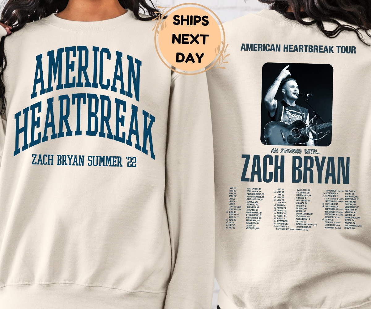 American Heartbreak Tour Printed Front And Back Sweatshirt Zach Bryan 90s Rap Sweatshirt