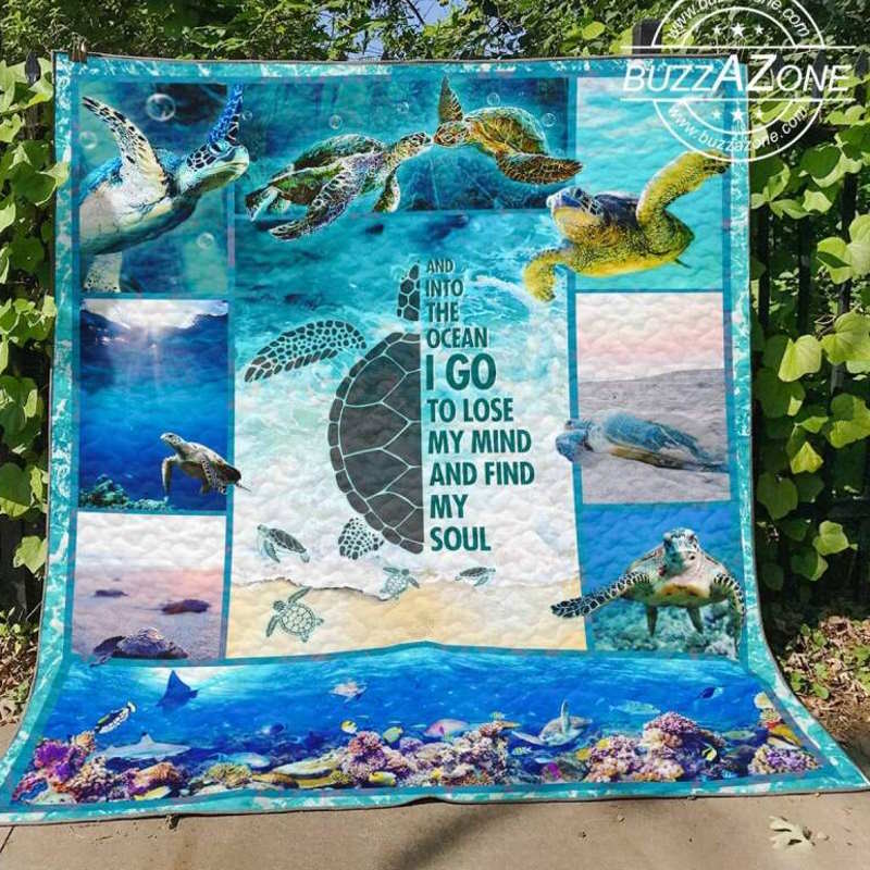 And To The Ocean Go To Lose My Mind Find My Soul Turtle Quilt Blanket