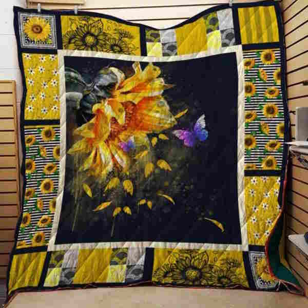 Angel Wings Sunflower 3D Quilt Blanket