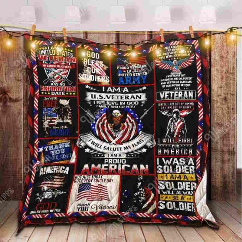 Army Veteran 3D Quilt Blanket