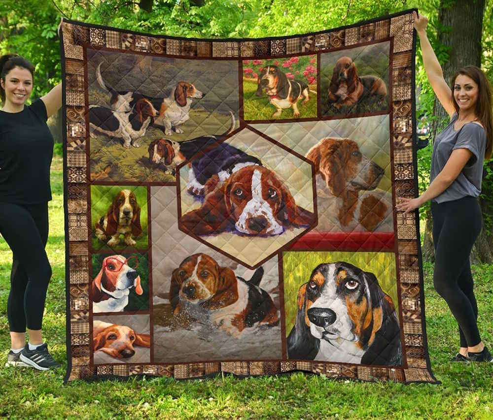 Basset Hound I Love Long Ears Quilt Blanket