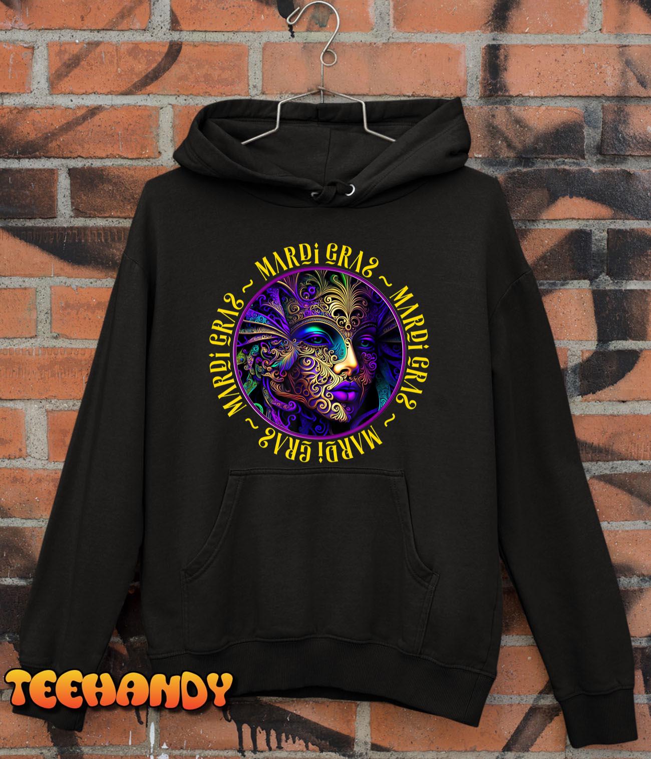 Beautiful Mardi Gras Woman in Mask Mardi Gras T-Shirt