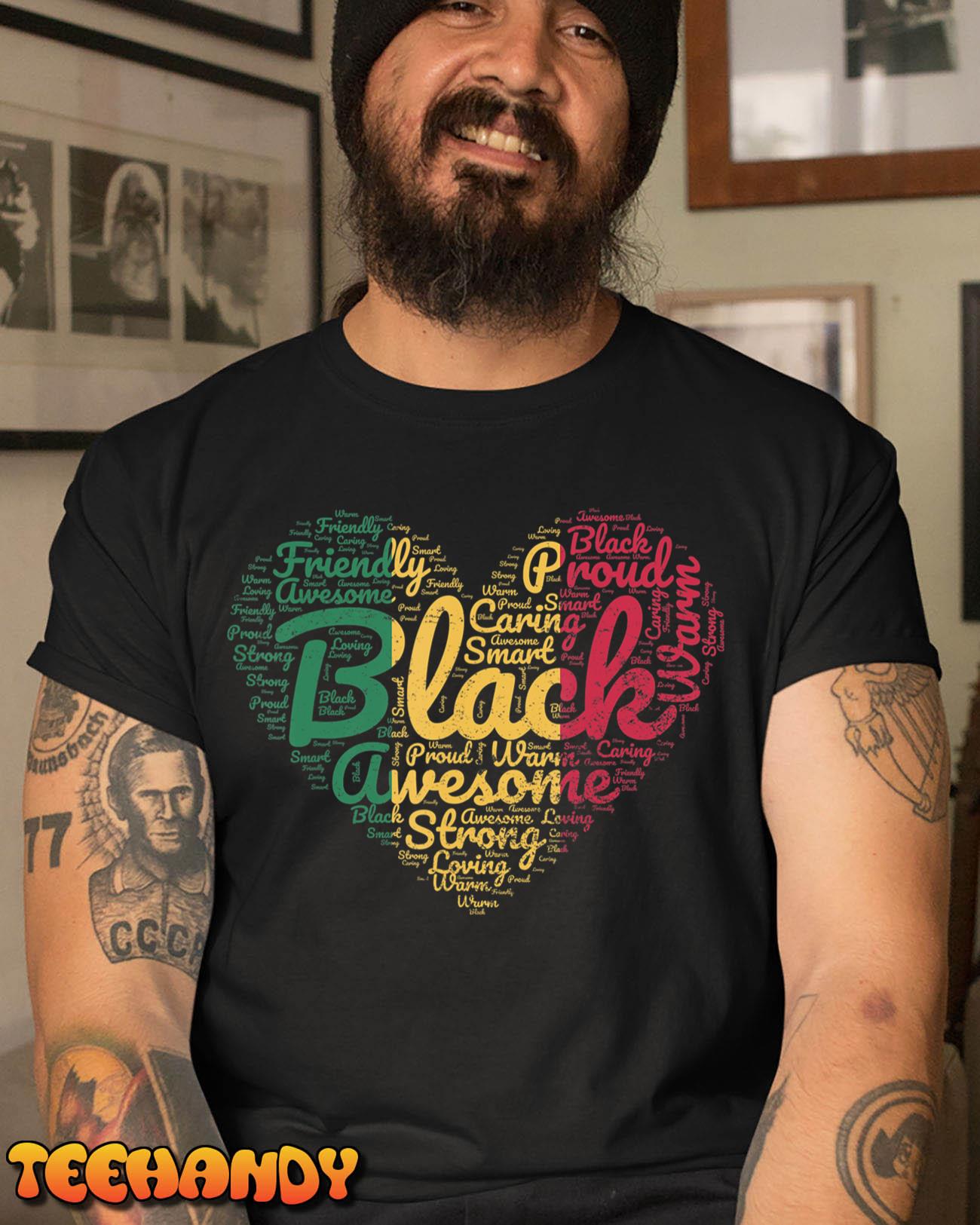 Black History Month African Proud Afro Valentines Day T-Shirt