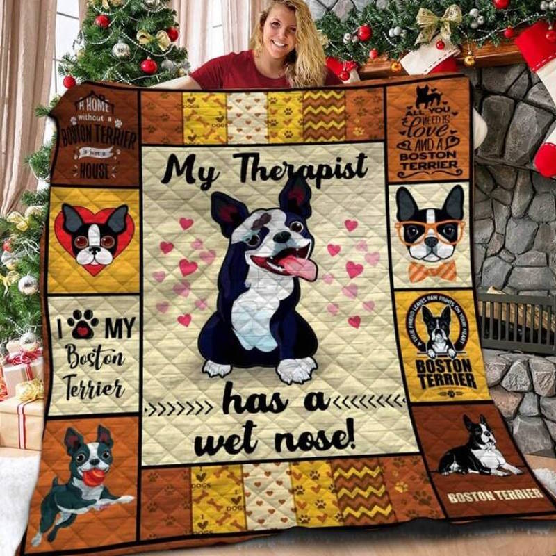 Boston Terrier 3D Quilt Blanket