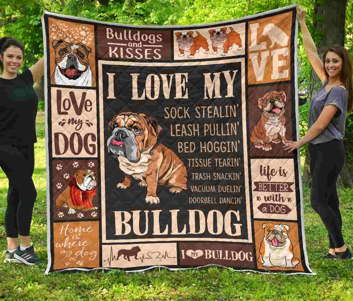 Bulldog And Kiss 3D Quilt Blanket