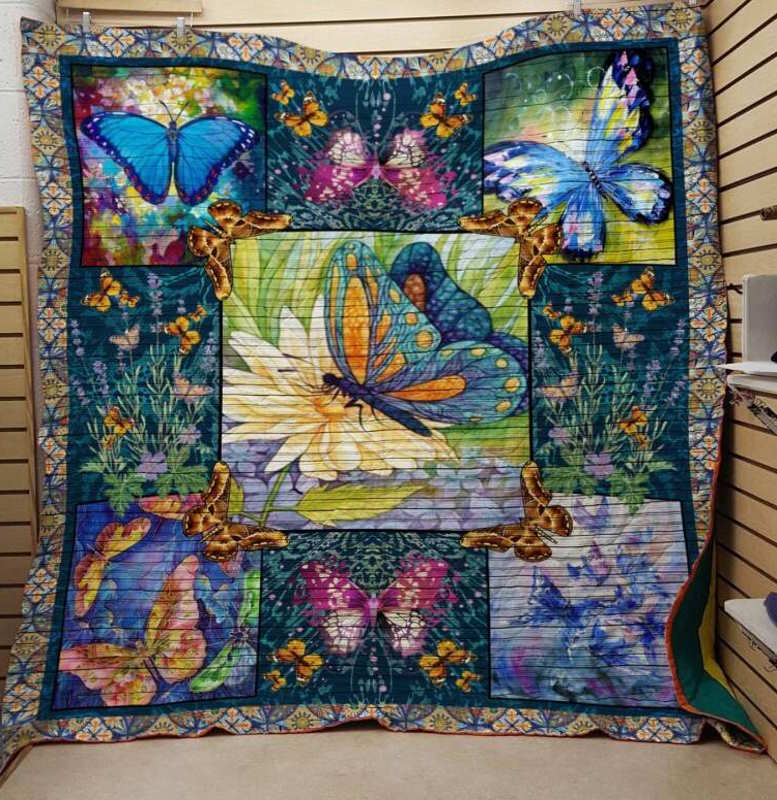 Butterfly Flower 3D Quilt Blanket