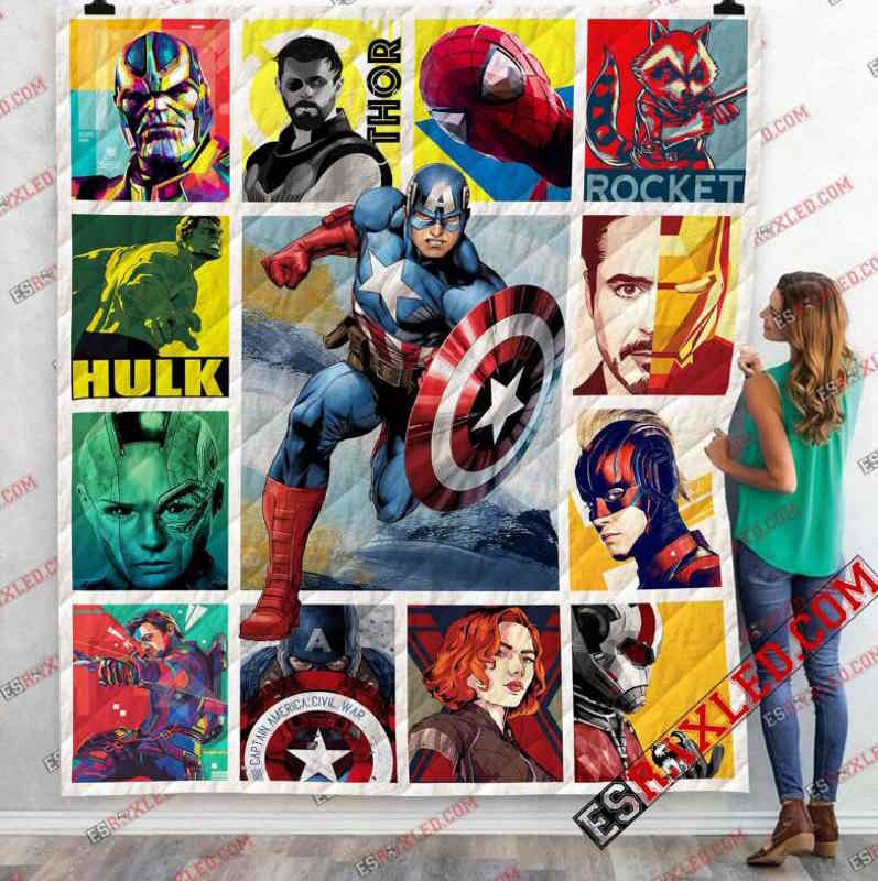 Captain America With Avenger Team Marvel Infinity War End Game 3D Quilt Blanket