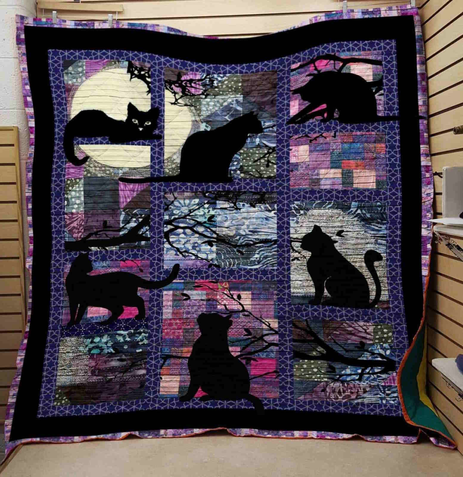 Cat Black 3D Quilt Blanket