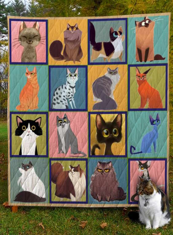 Cat I Love Cats Quilt Blanket