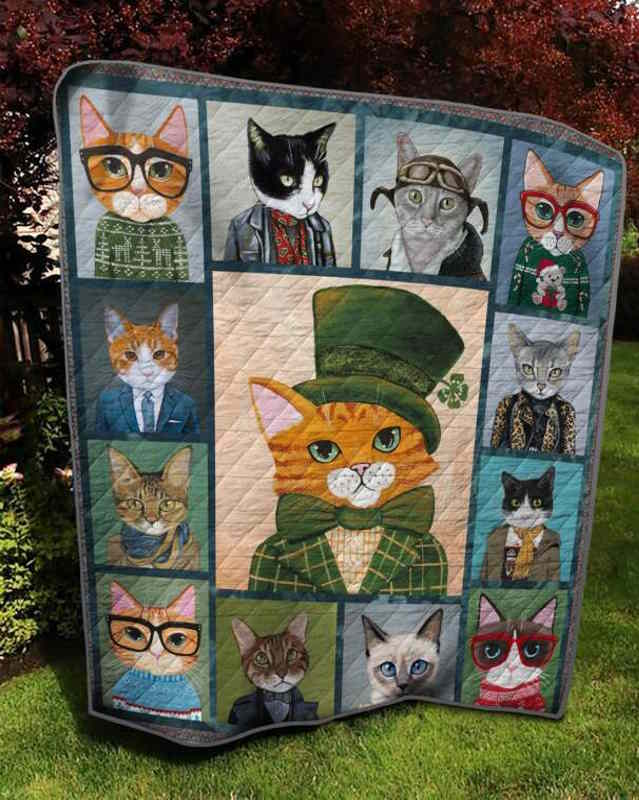 Cat The Irish Dandy 3D Quilt Blanket