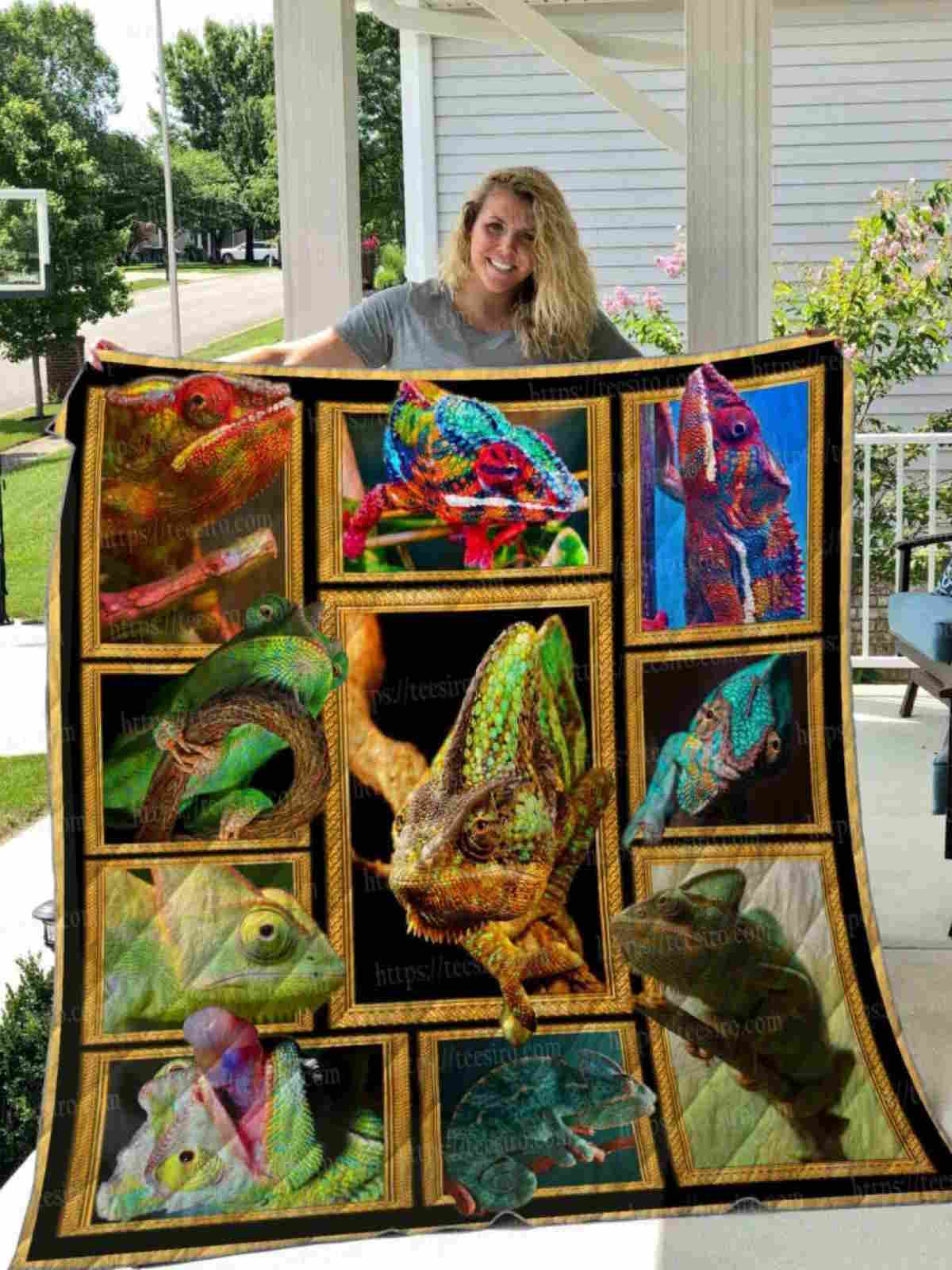 Chameleon 3D Quilt Blanket